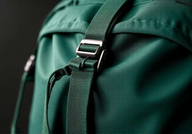 Zaino tecnico verde scuro per montagna realizzato in tessuto riciclato